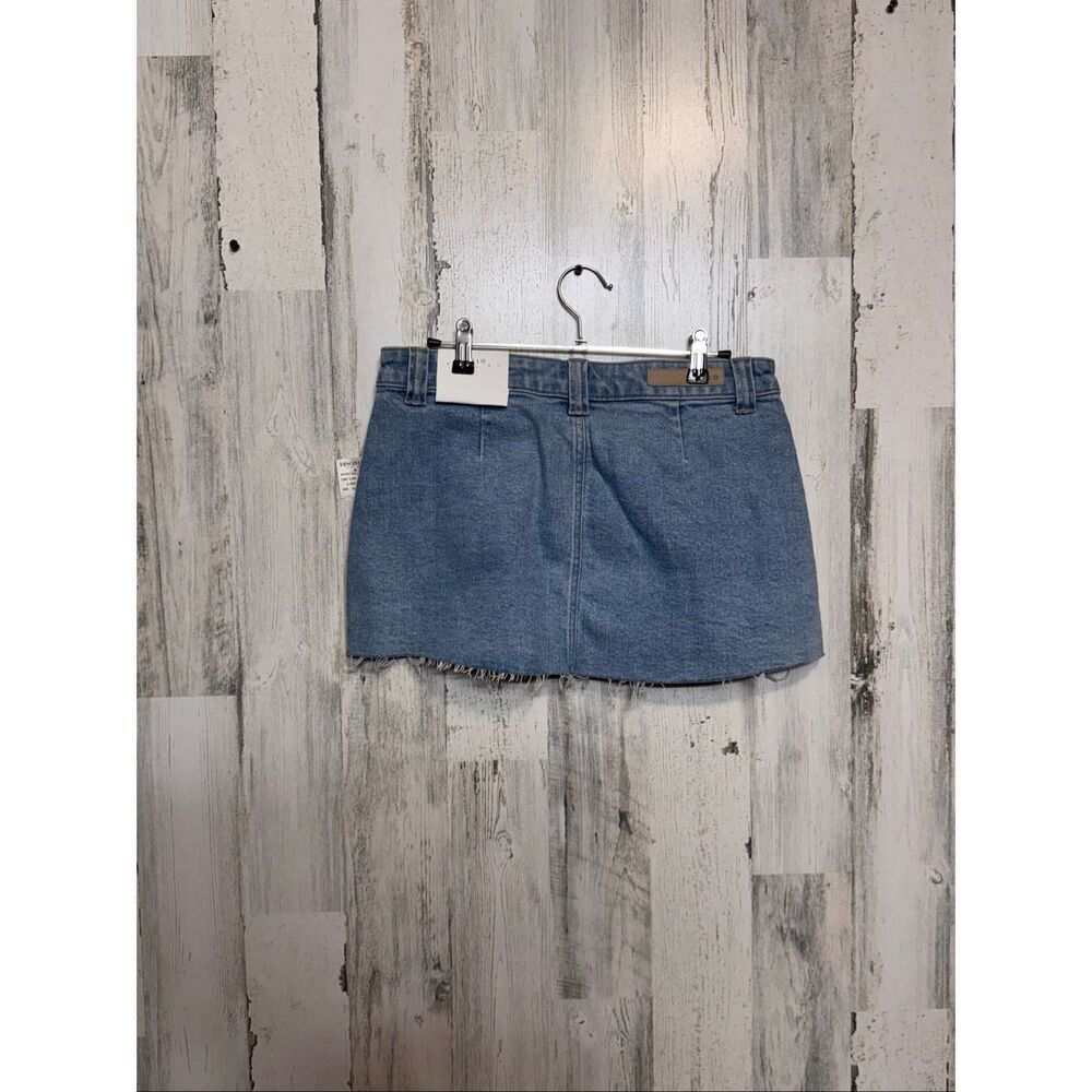 Cello Blue Denim Pleated Mini Skirt | Raw Hem Jean Skirt Size Small - Picture 2 of 7
